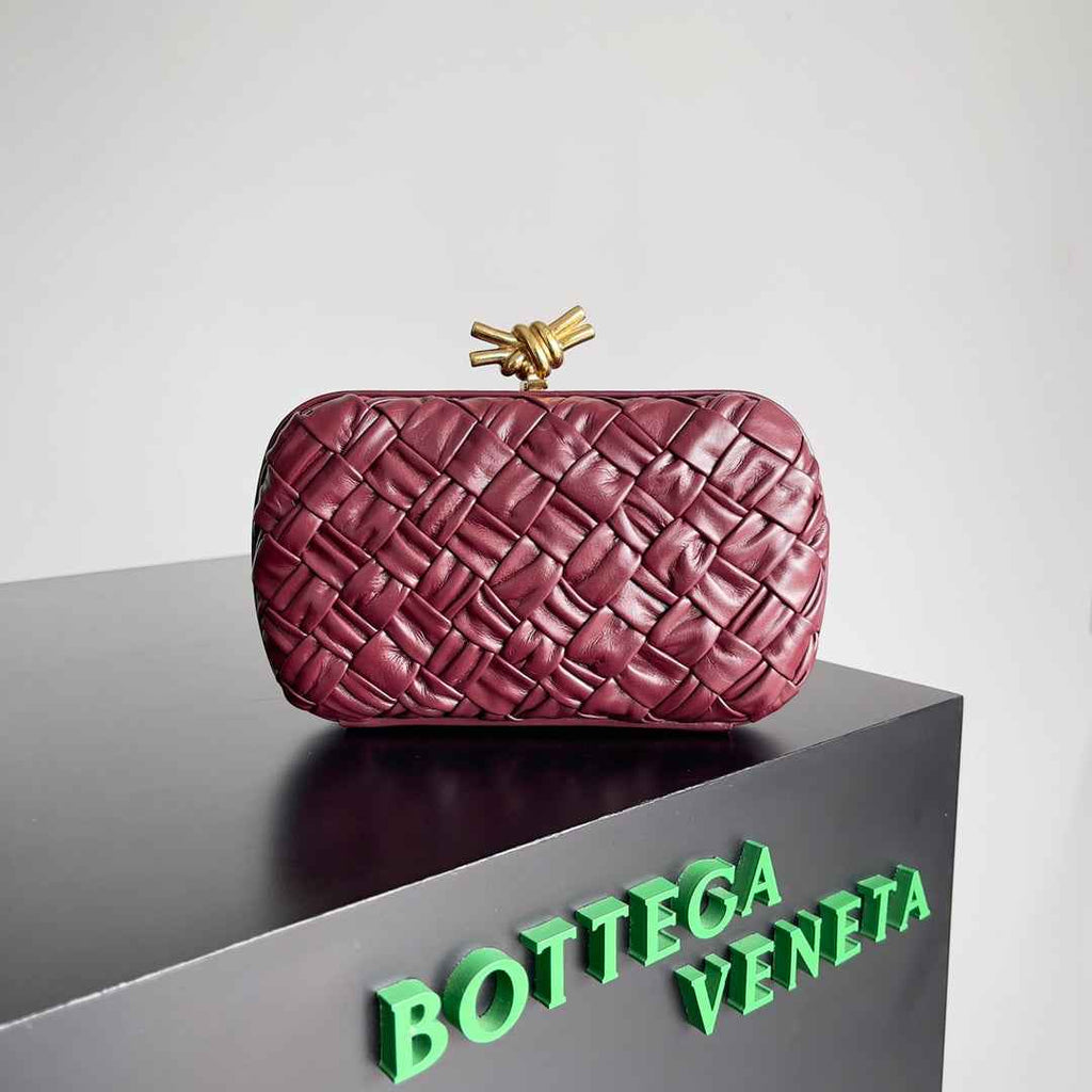 Bottega Veneta Knot Bag 717622 Calfskin Cherry