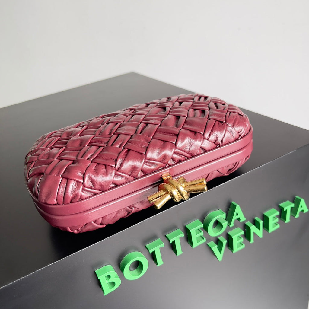 Bottega Veneta Knot Bag 717622 Calfskin Cherry