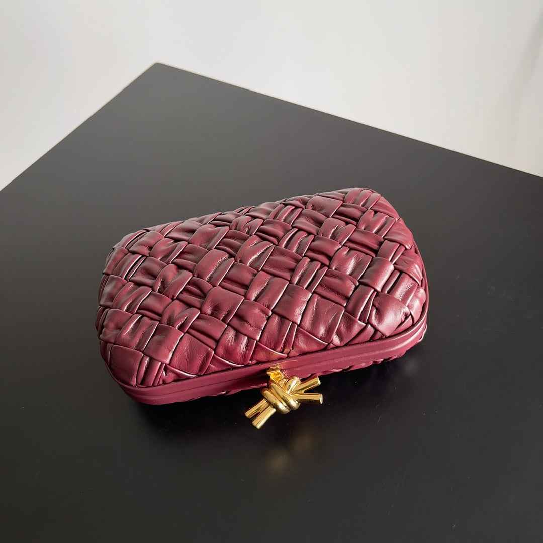 Bottega Veneta Knot Bag 717622 Calfskin Cherry