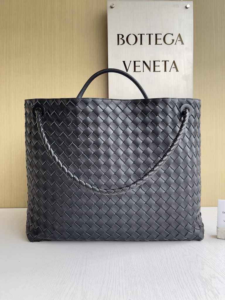 Bottega Veneta Large Andiamo Bag 766019 Black Lambskin bonded Intrecciato