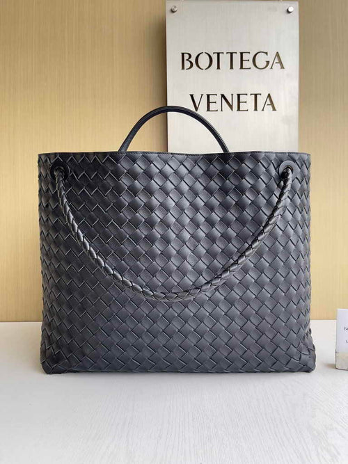 Bottega Veneta Large Andiamo Bag 766019 Black Lambskin bonded Intrecciato