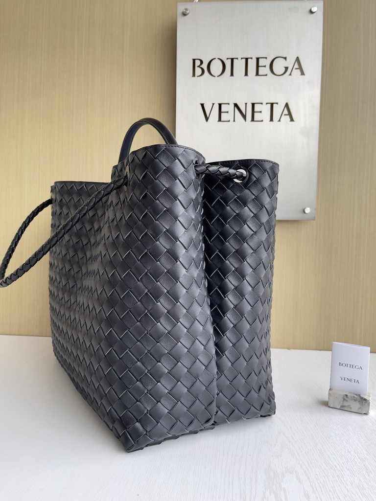 Bottega Veneta Large Andiamo Bag 766019 Black Lambskin bonded Intrecciato