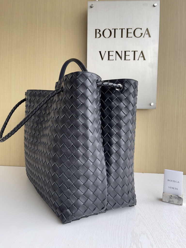 Bottega Veneta Large Andiamo Bag 766019 Black Lambskin bonded Intrecciato