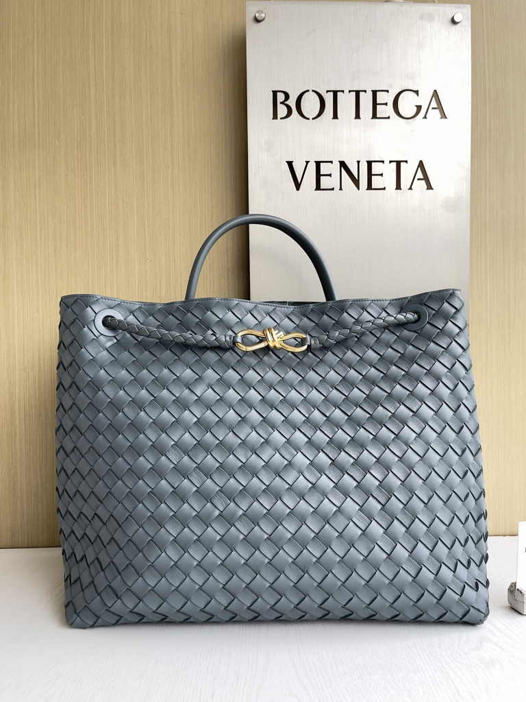 Bottega Veneta Large Andiamo Bag 766019 Gray Lambskin bonded Intrecciato