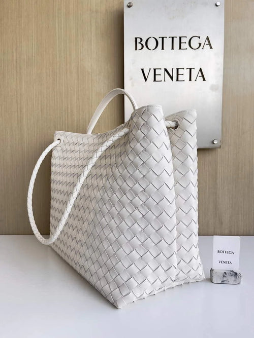 Bottega Veneta Large Andiamo Bag 766019 White Lambskin Intrecciato