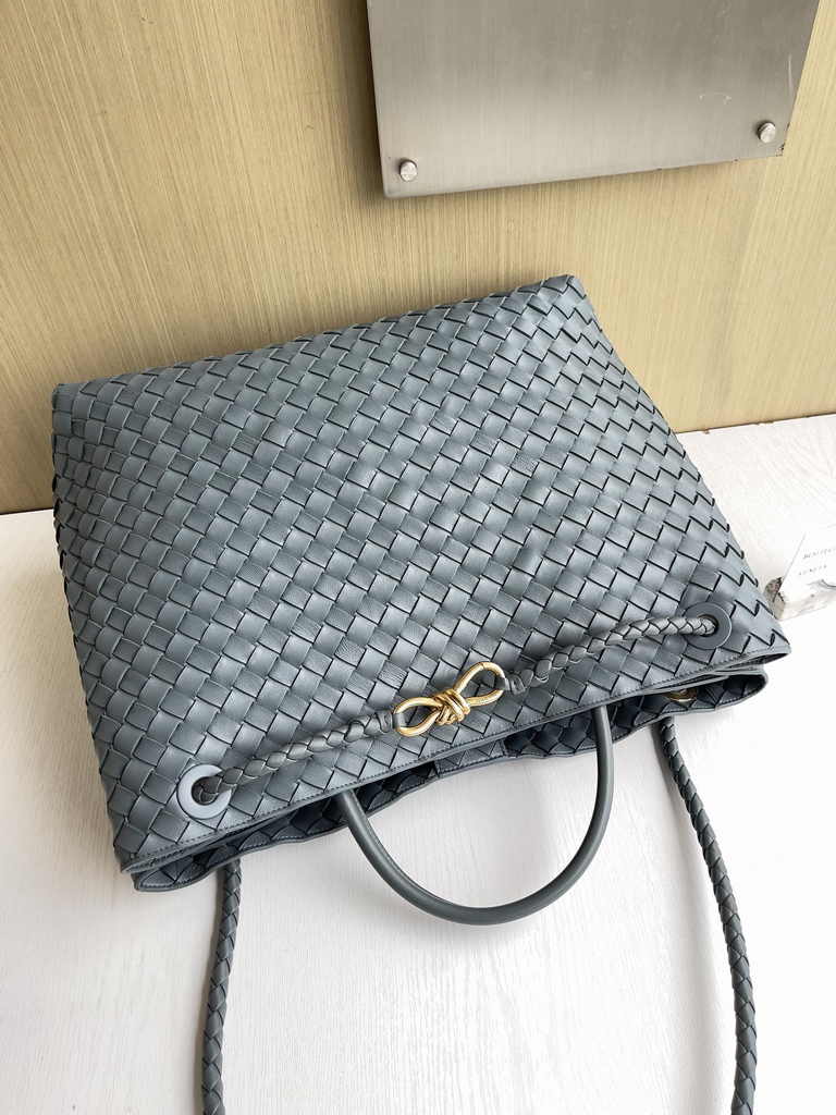 Bottega Veneta Large Andiamo Bag 766019 Gray Lambskin bonded Intrecciato
