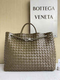 Bottega Veneta Large Andiamo Bag 766019 army Green Lambskin bonded Intrecciato
