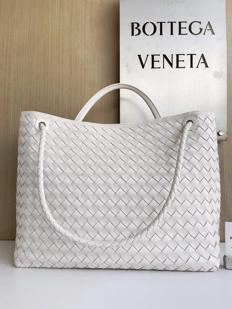Bottega Veneta Large Andiamo Bag 766019 White Lambskin Intrecciato
