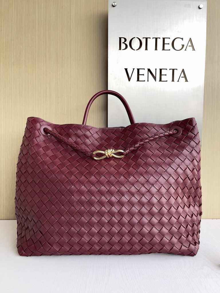 Bottega Veneta Large Andiamo Bag 766019 Red Lambskin bonded Intrecciato