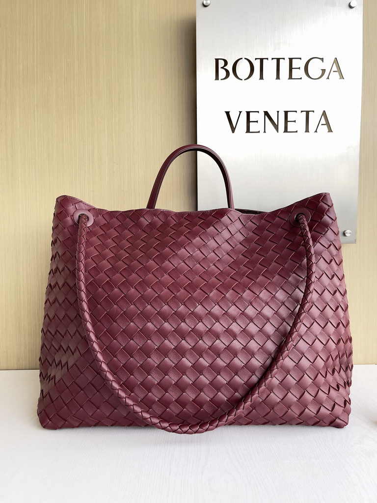 Bottega Veneta Large Andiamo Bag 766019 Red Lambskin bonded Intrecciato