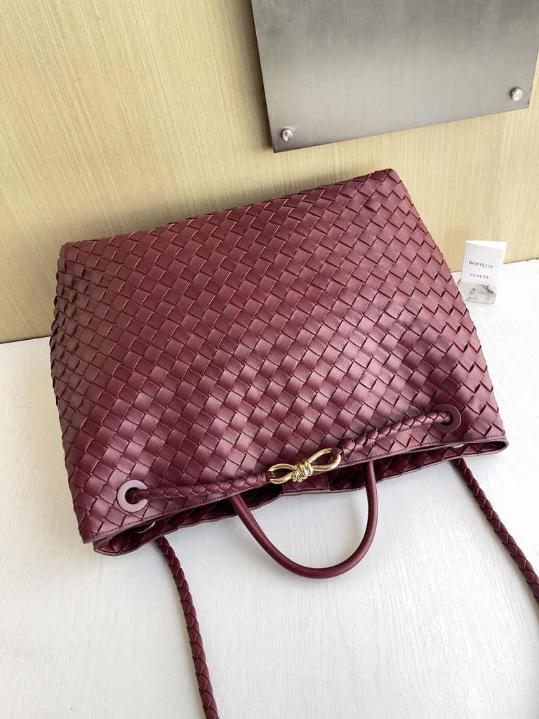 Bottega Veneta Large Andiamo Bag 766019 Red Lambskin bonded Intrecciato