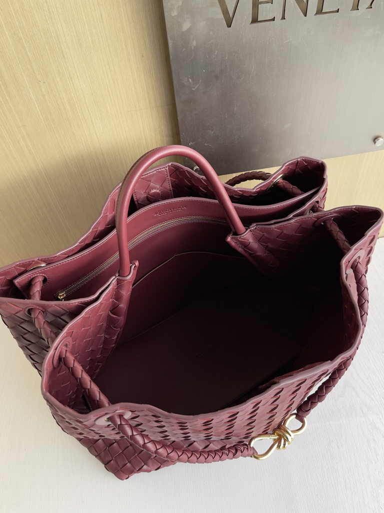 Bottega Veneta Large Andiamo Bag 766019 Red Lambskin bonded Intrecciato