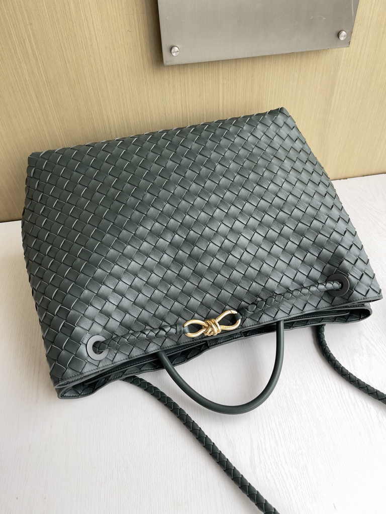 Bottega Veneta Large Andiamo Bag 766019 Dark Green Lambskin bonded Intrecciato