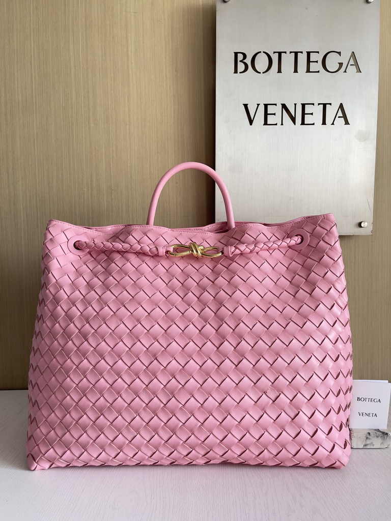 Bottega Veneta Large Andiamo Bag 766019 Pink Lambskin bonded Intrecciato