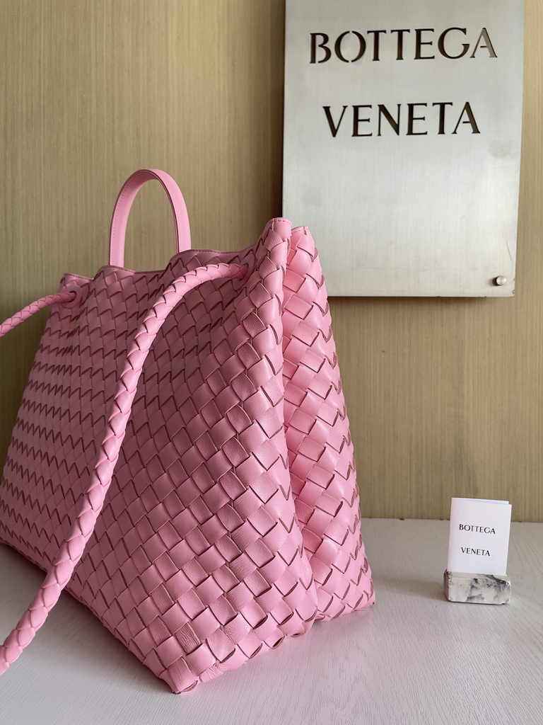 Bottega Veneta Large Andiamo Bag 766019 Pink Lambskin bonded Intrecciato