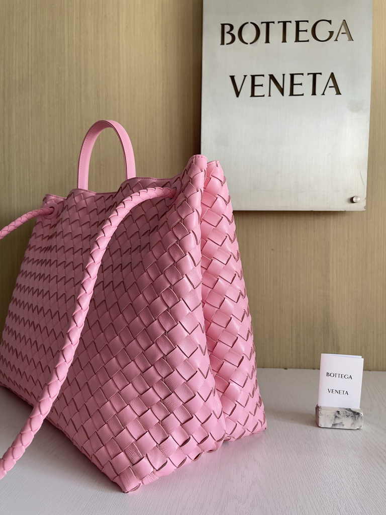 Bottega Veneta Large Andiamo Bag 766019 Pink Lambskin bonded Intrecciato