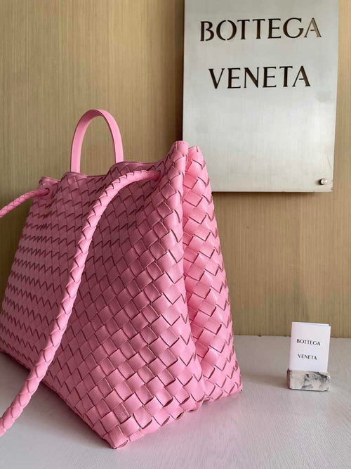 Bottega Veneta Large Andiamo Bag 766019 Pink Lambskin bonded Intrecciato