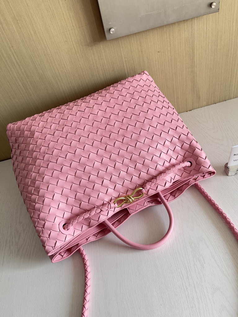 Bottega Veneta Large Andiamo Bag 766019 Pink Lambskin bonded Intrecciato