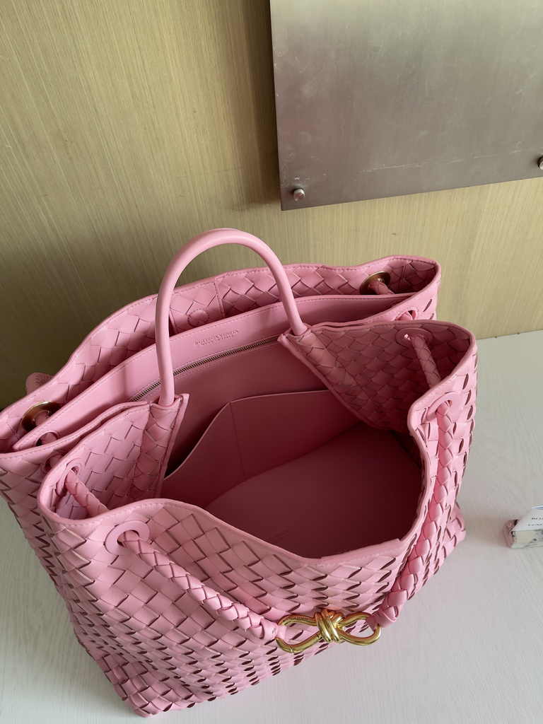 Bottega Veneta Large Andiamo Bag 766019 Pink Lambskin bonded Intrecciato