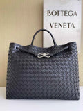 Bottega Veneta Large Andiamo Bag 766019 Black Lambskin Intrecciato Silver