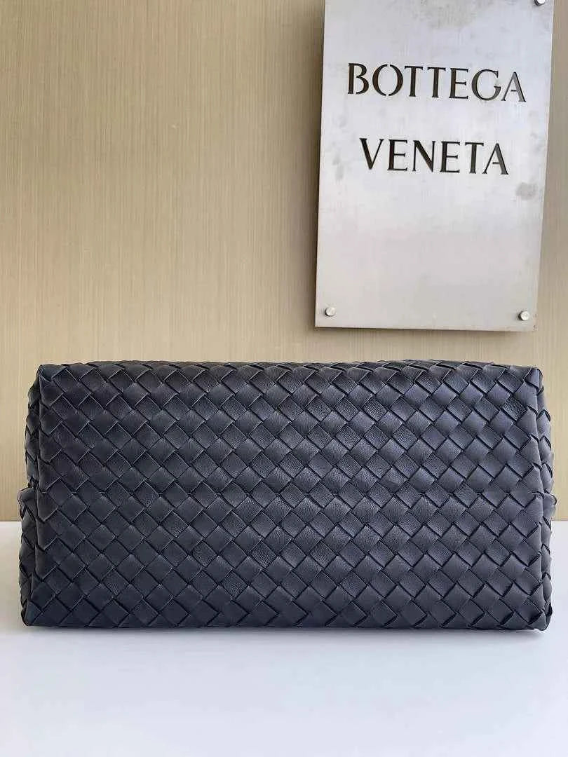Bottega Veneta Large Andiamo Bag 766019 Black Lambskin Intrecciato Silver