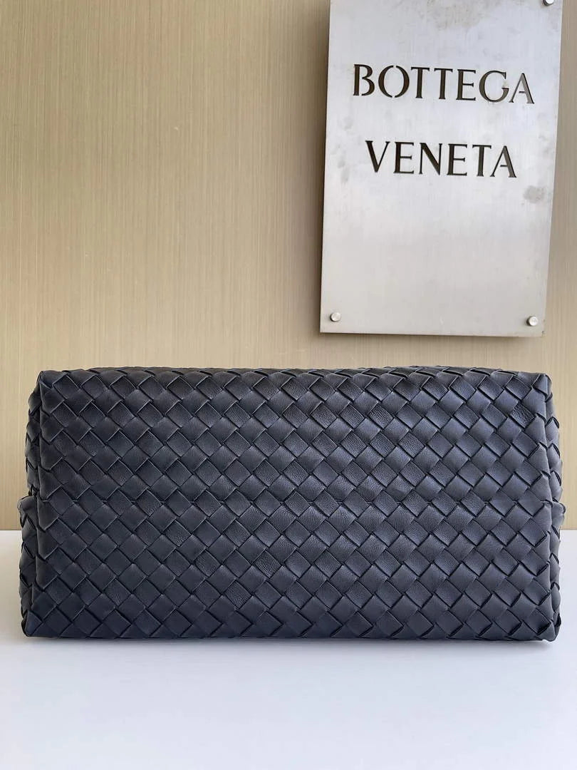 Bottega Veneta Large Andiamo Bag 766019 Black Lambskin Intrecciato Silver