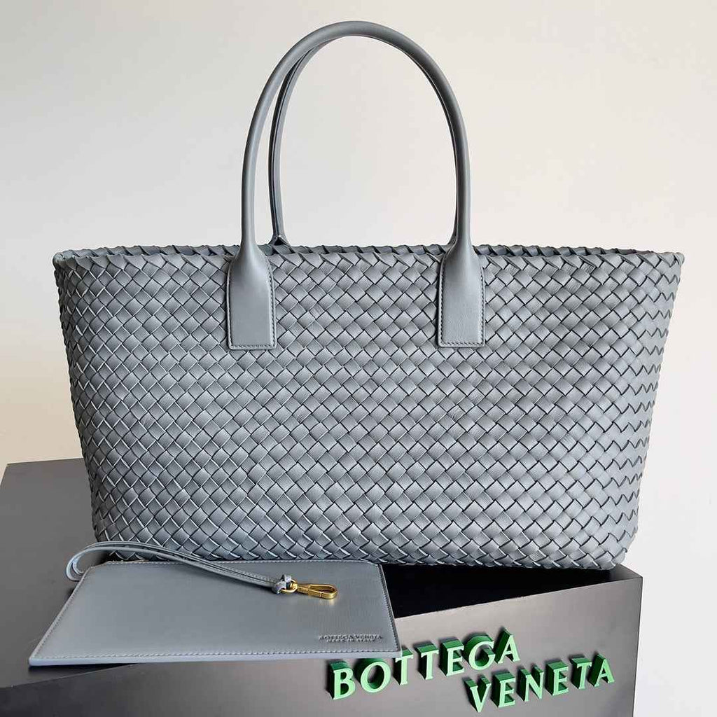 Bottega Veneta Large Cabat Bag 608811 Lambskin leather Gray