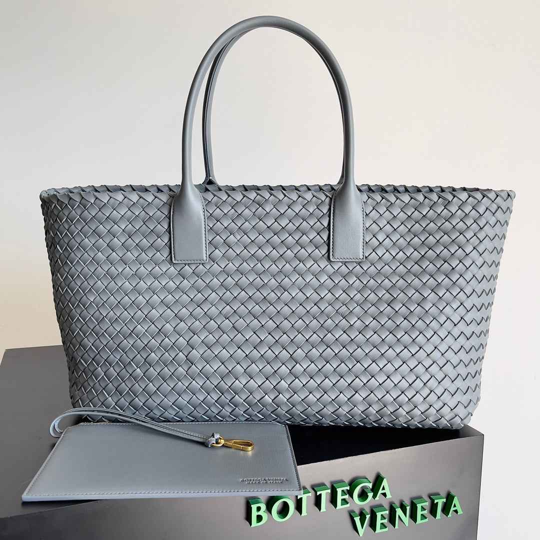 Bottega Veneta Large Cabat Bag 608811 Lambskin leather Gray