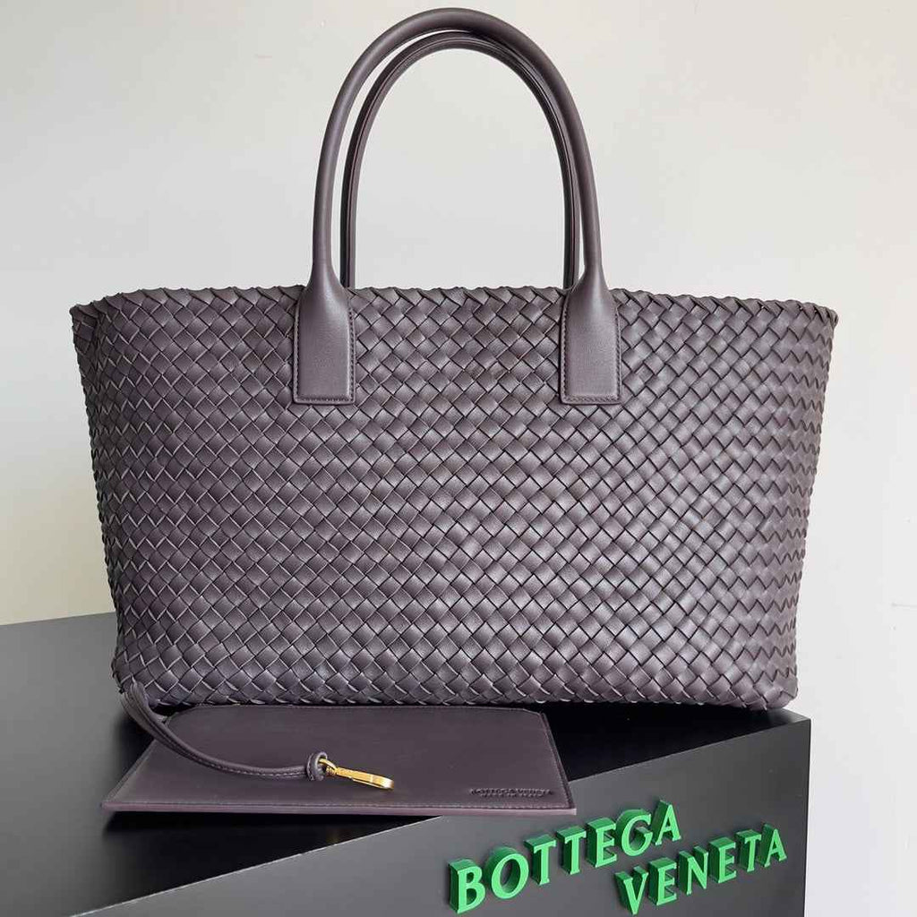 Bottega Veneta Large Cabat Bag 608811  Dark Brown Lambskin leather