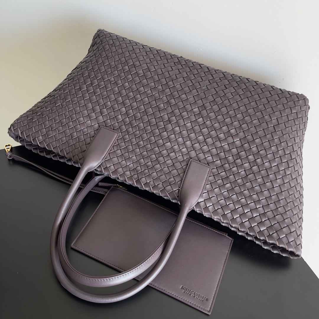 Bottega Veneta Large Cabat Bag 608811  Dark Brown Lambskin leather