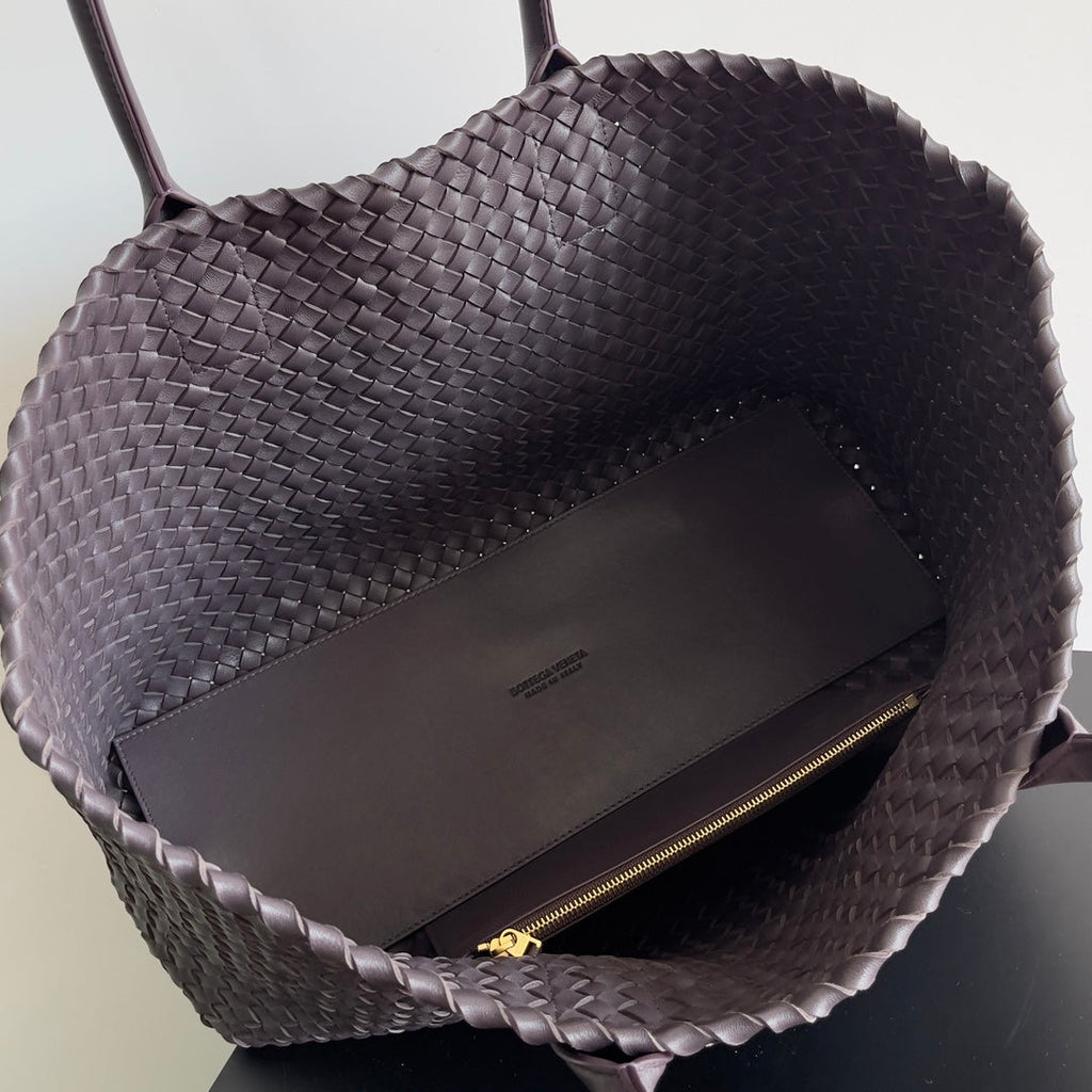Bottega Veneta Large Cabat Bag 608811  Dark Brown Lambskin leather