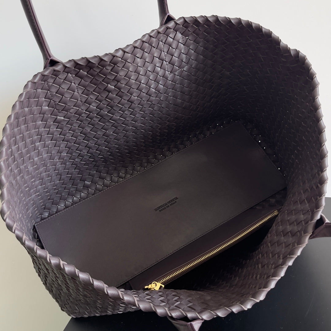 Bottega Veneta Large Cabat Bag 608811  Dark Brown Lambskin leather