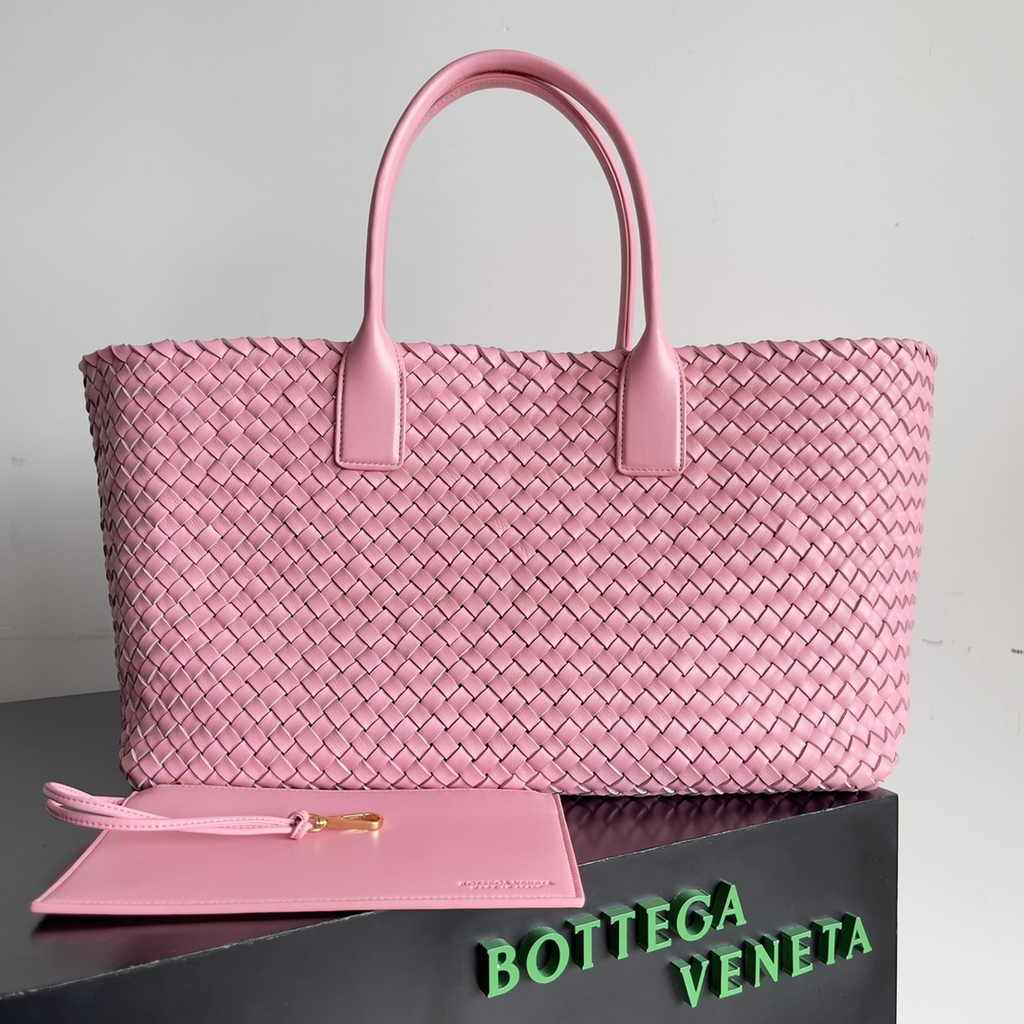 Bottega Veneta Large Cabat Bag 608811 Pink Lambskin leather