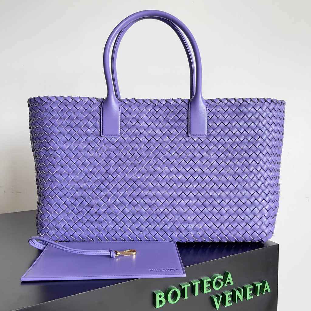 Bottega Veneta Large Cabat Bag 608811 Purple Lambskin leather