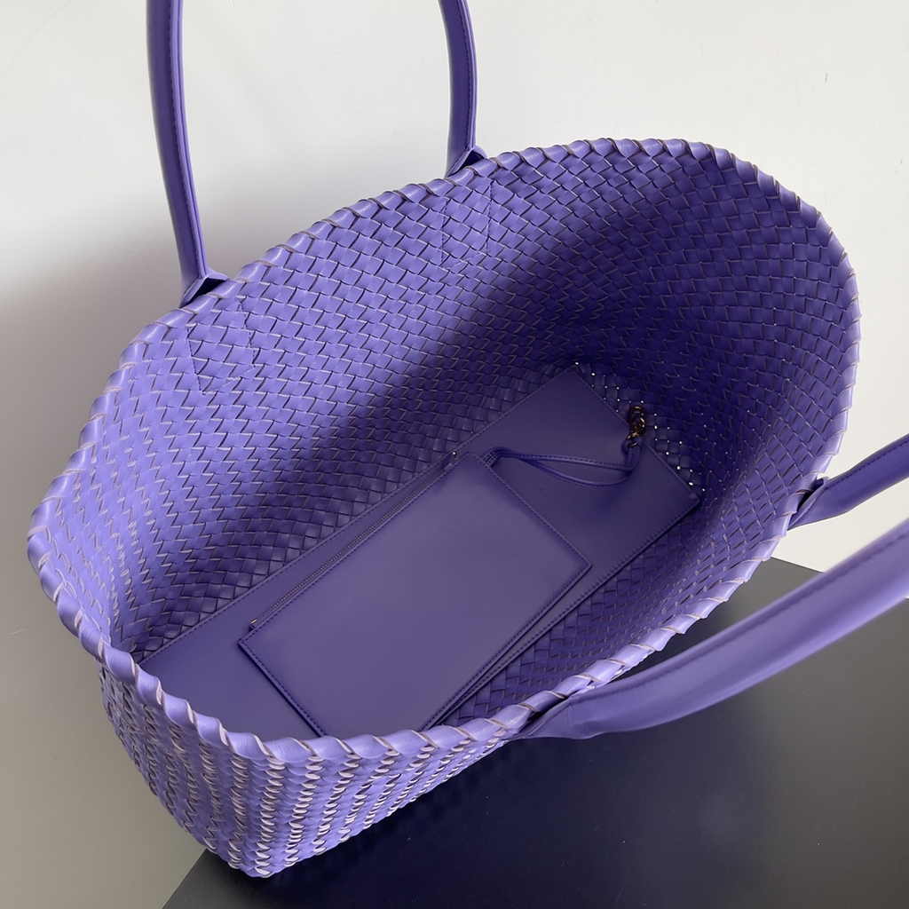 Bottega Veneta Large Cabat Bag 608811 Purple Lambskin leather
