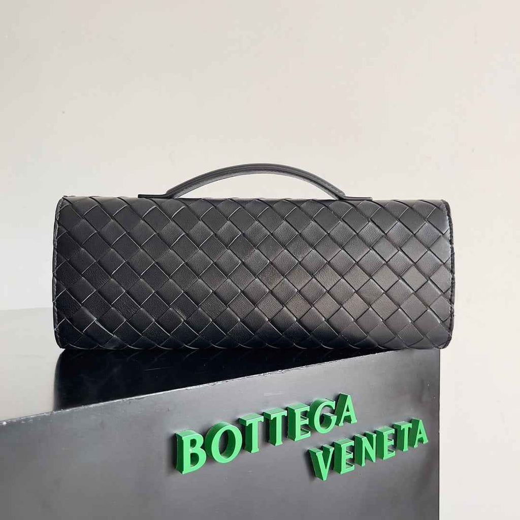 Bottega Veneta Long Clutch Andiamo With Handle 741511 Calfskin Black