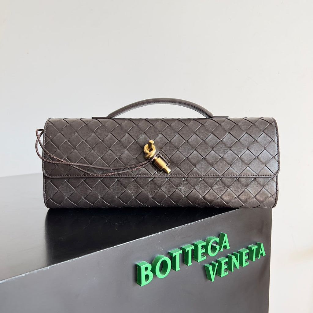 Bottega Veneta Long Clutch Andiamo With Handle 741511 Calfskin Brown
