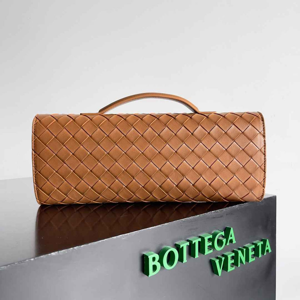 Bottega Veneta Long Clutch Andiamo With Handle 741511 Calfskin Tan