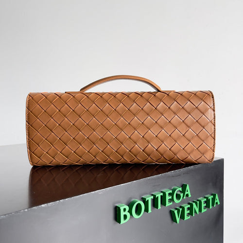Bottega Veneta Long Clutch Andiamo With Handle 741511 Calfskin Tan