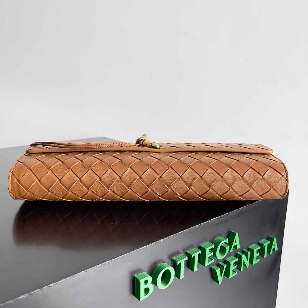 Bottega Veneta Long Clutch Andiamo With Handle 741511 Calfskin Tan