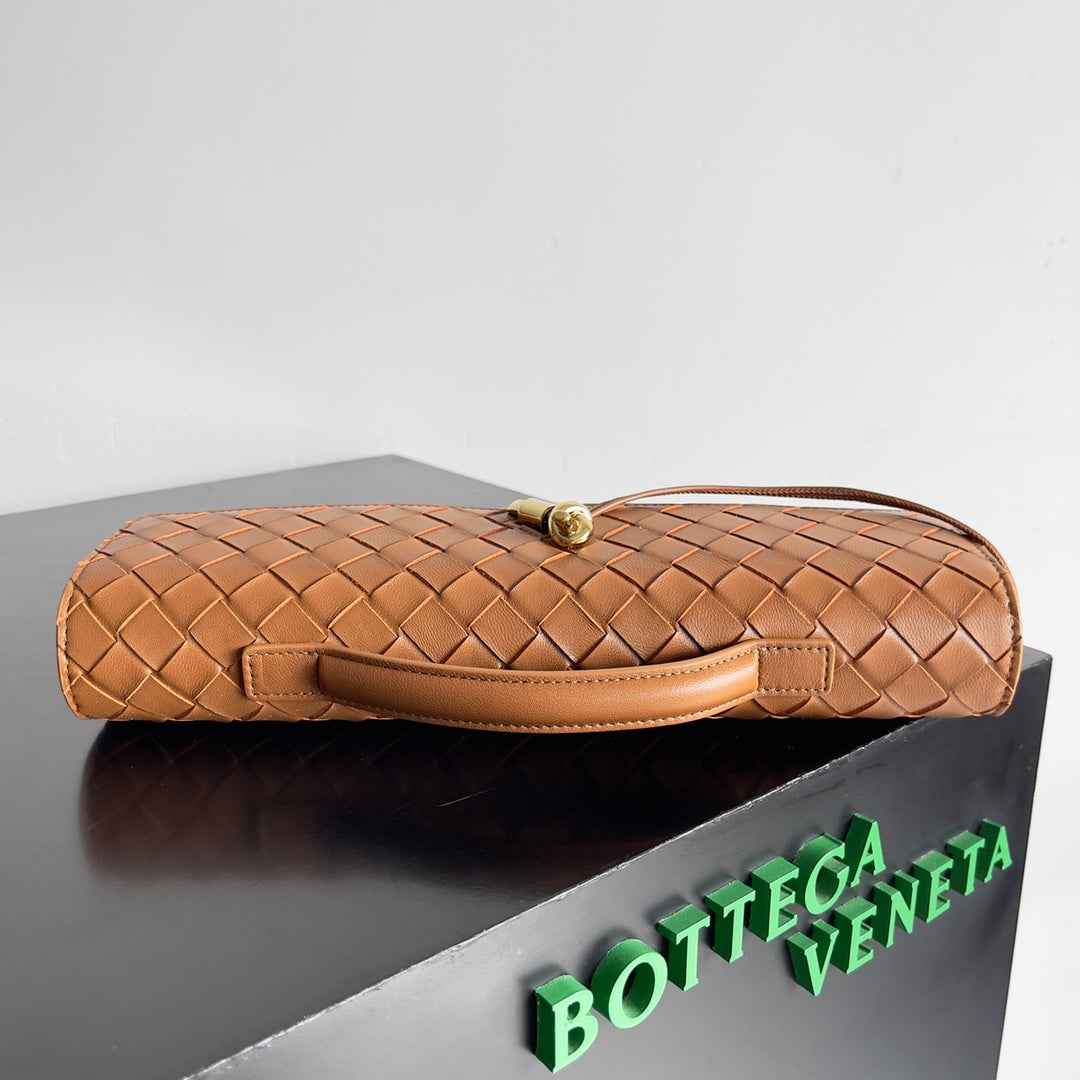 Bottega Veneta Long Clutch Andiamo With Handle 741511 Calfskin Tan