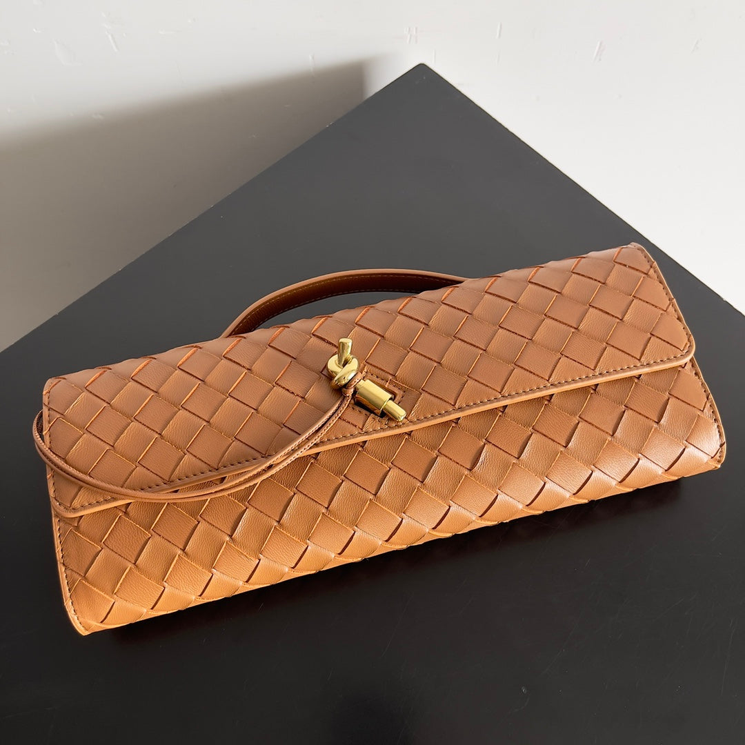 Bottega Veneta Long Clutch Andiamo With Handle 741511 Calfskin Tan
