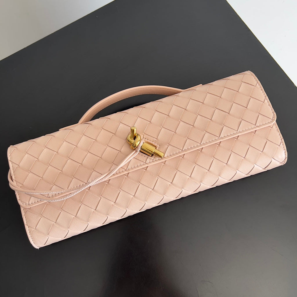 Bottega Veneta Long Clutch Andiamo With Handle 741511 Calfskin Pink