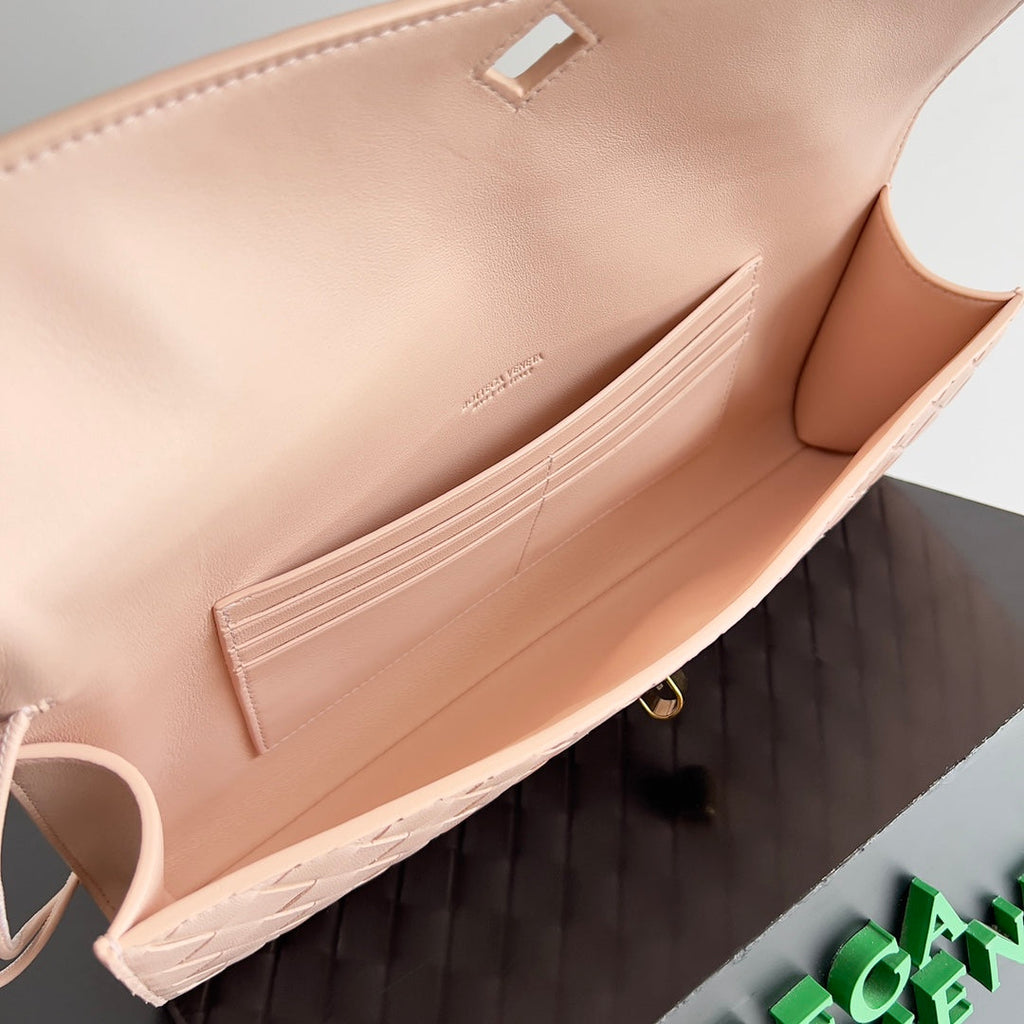 Bottega Veneta Long Clutch Andiamo With Handle 741511 Calfskin Pink