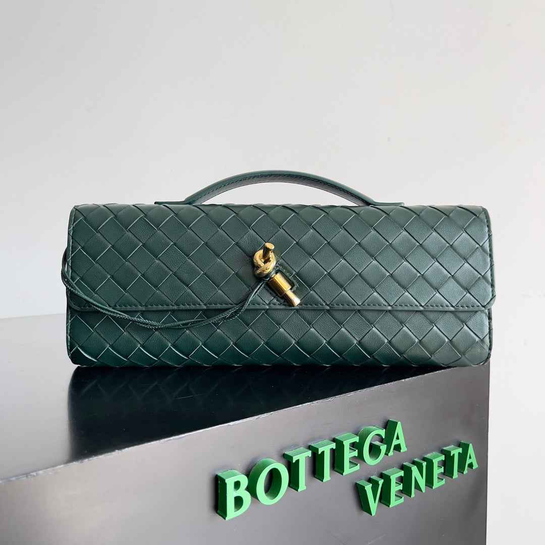Bottega Veneta Long Clutch Andiamo With Handle 741511 Calfskin Green