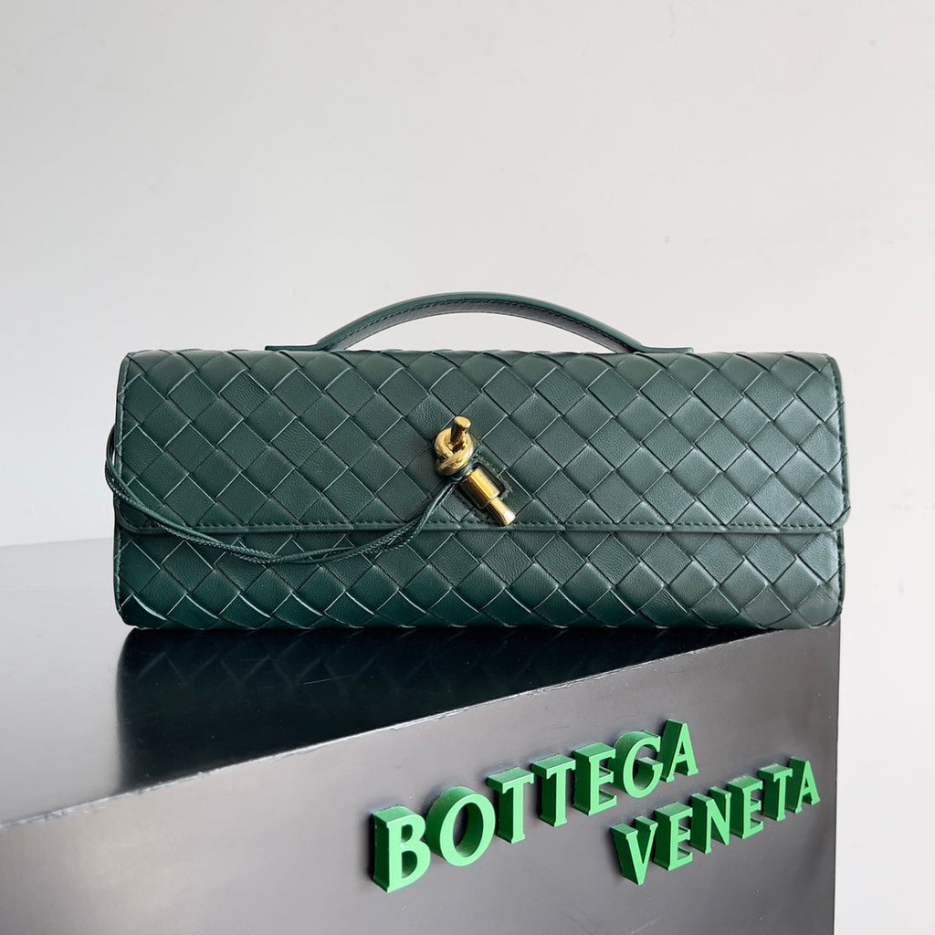 Bottega Veneta Long Clutch Andiamo With Handle 741511 Calfskin Green