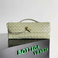 Bottega Veneta Long Clutch Andiamo With Handle 741511 Calfskin Light Green