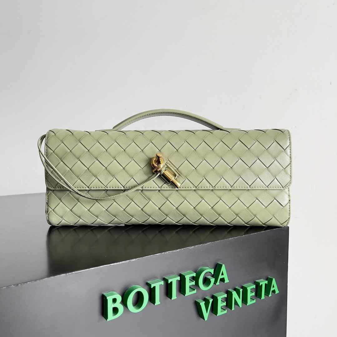 Bottega Veneta Long Clutch Andiamo With Handle 741511 Calfskin Light Green