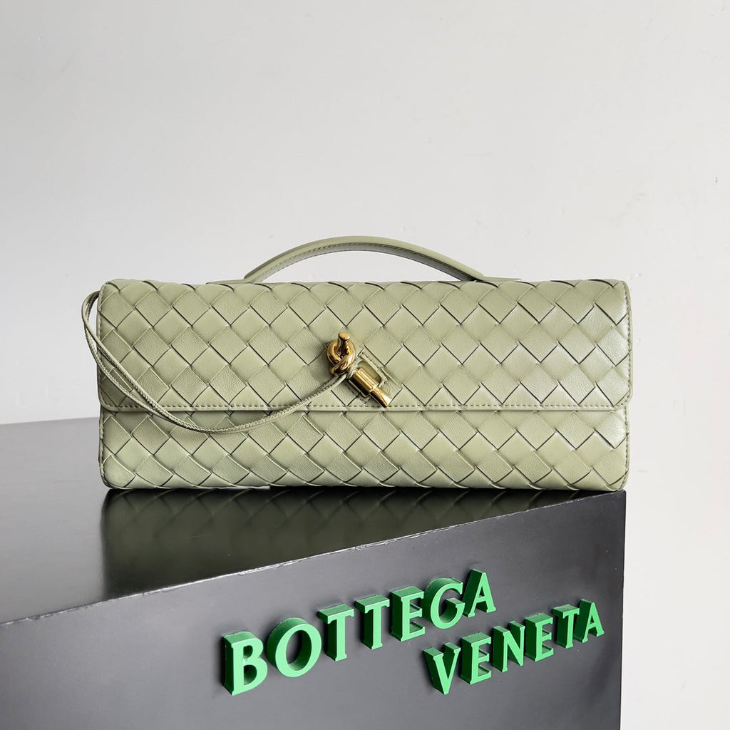 Bottega Veneta Long Clutch Andiamo With Handle 741511 Calfskin Light Green
