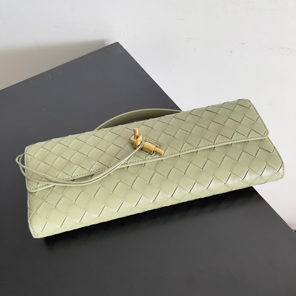 Bottega Veneta Long Clutch Andiamo With Handle 741511 Calfskin Light Green